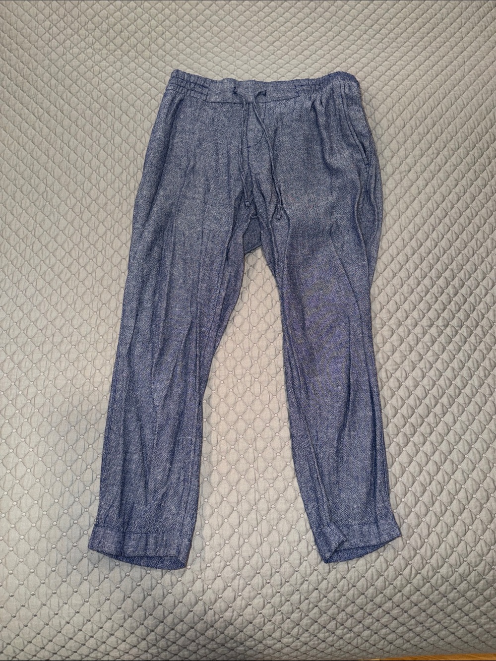 Blue Drawstring Casual Pants